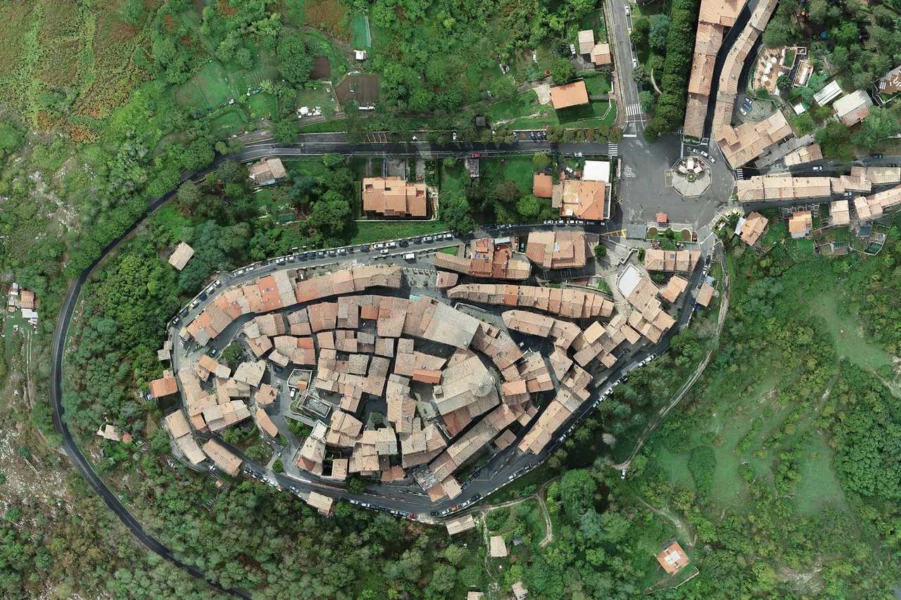 Aerial orthophoto of the historic centre of Capranica Prenestina